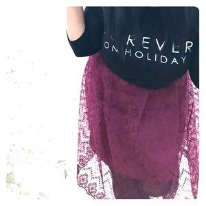 Lacy Maroon A-Line Skirt